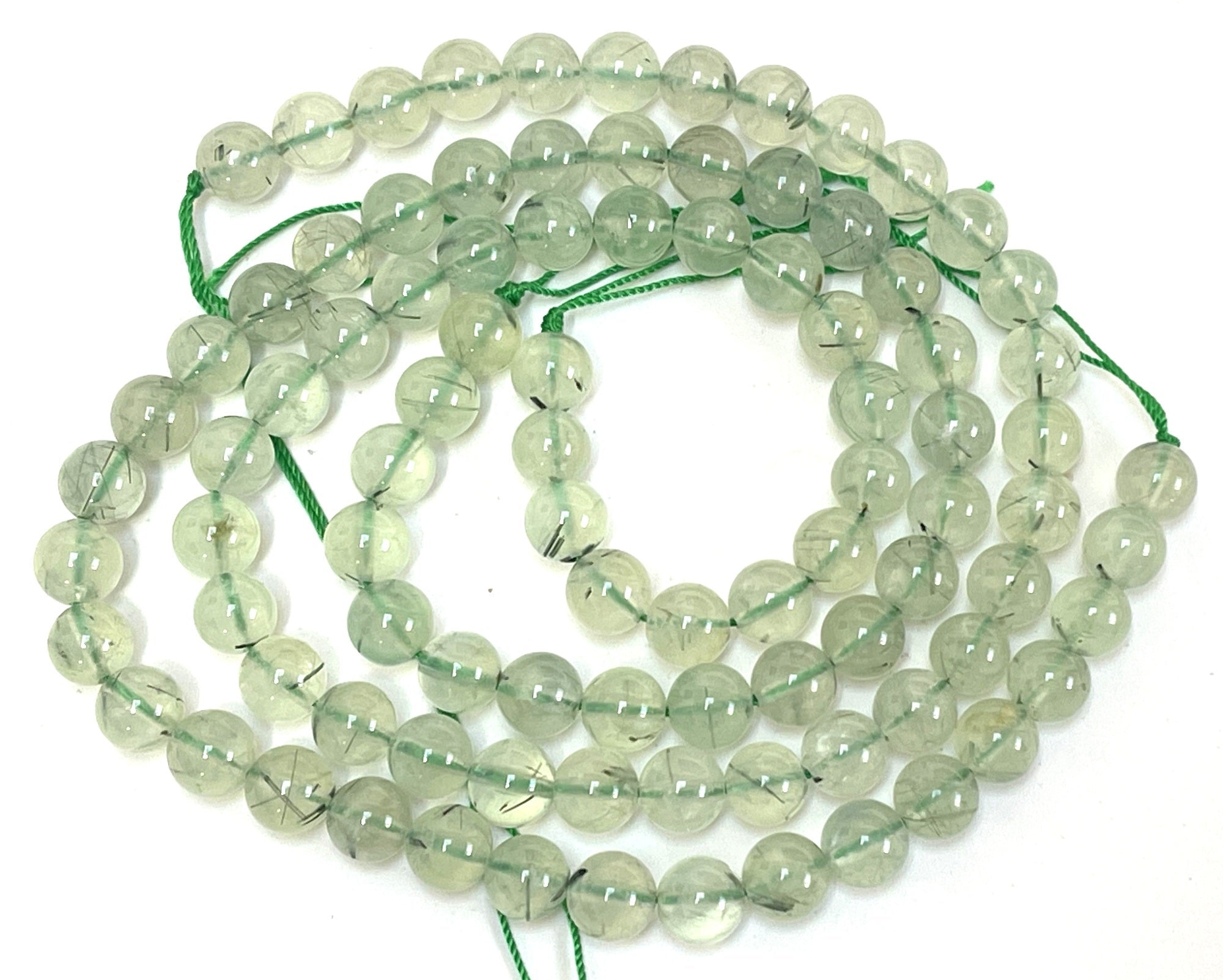 Prehnite 8mm round beads natural gemstones 15.5" strand - Oz Beads 
