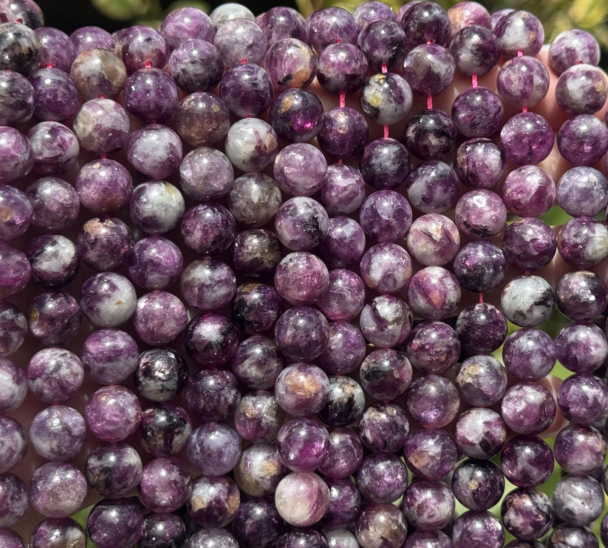 Purple Emerald Lepidolite 10mm round natural gemstone beads 15.5" strand - Oz Beads 