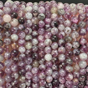 Purple Emerald Lepidolite 6mm round natural gemstone beads 38cm strand - Oz Beads 