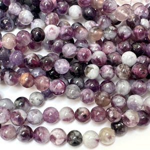 Purple Emerald Lepidolite 6mm round natural gemstone beads 38cm strand - Oz Beads 