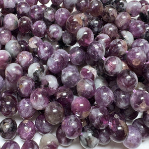 Purple Emerald Lepidolite 8mm round natural gemstone beads 16" strand - Oz Beads 
