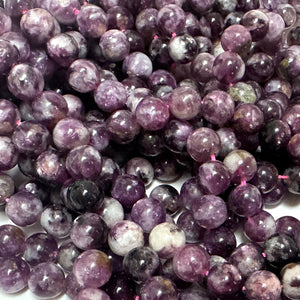 Purple Emerald Lepidolite 8mm round natural gemstone beads 16" strand - Oz Beads 
