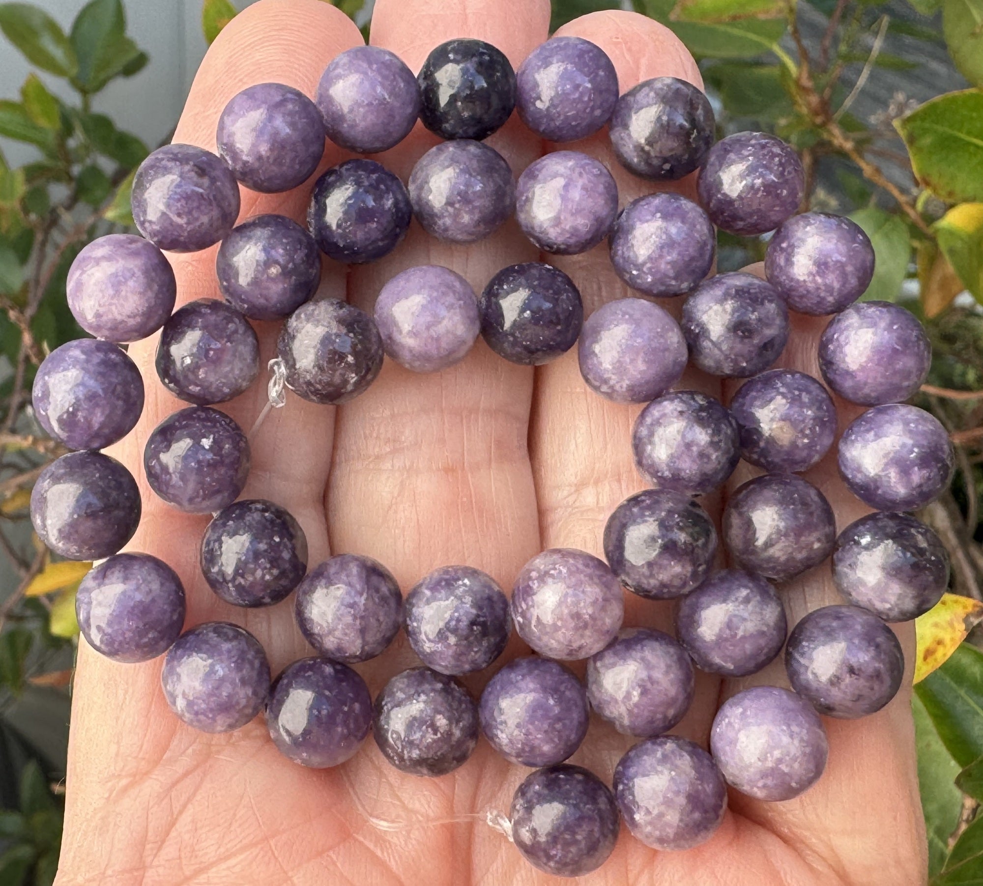 Purple Lepidolite 8mm round natural gemstone beads 15" strand