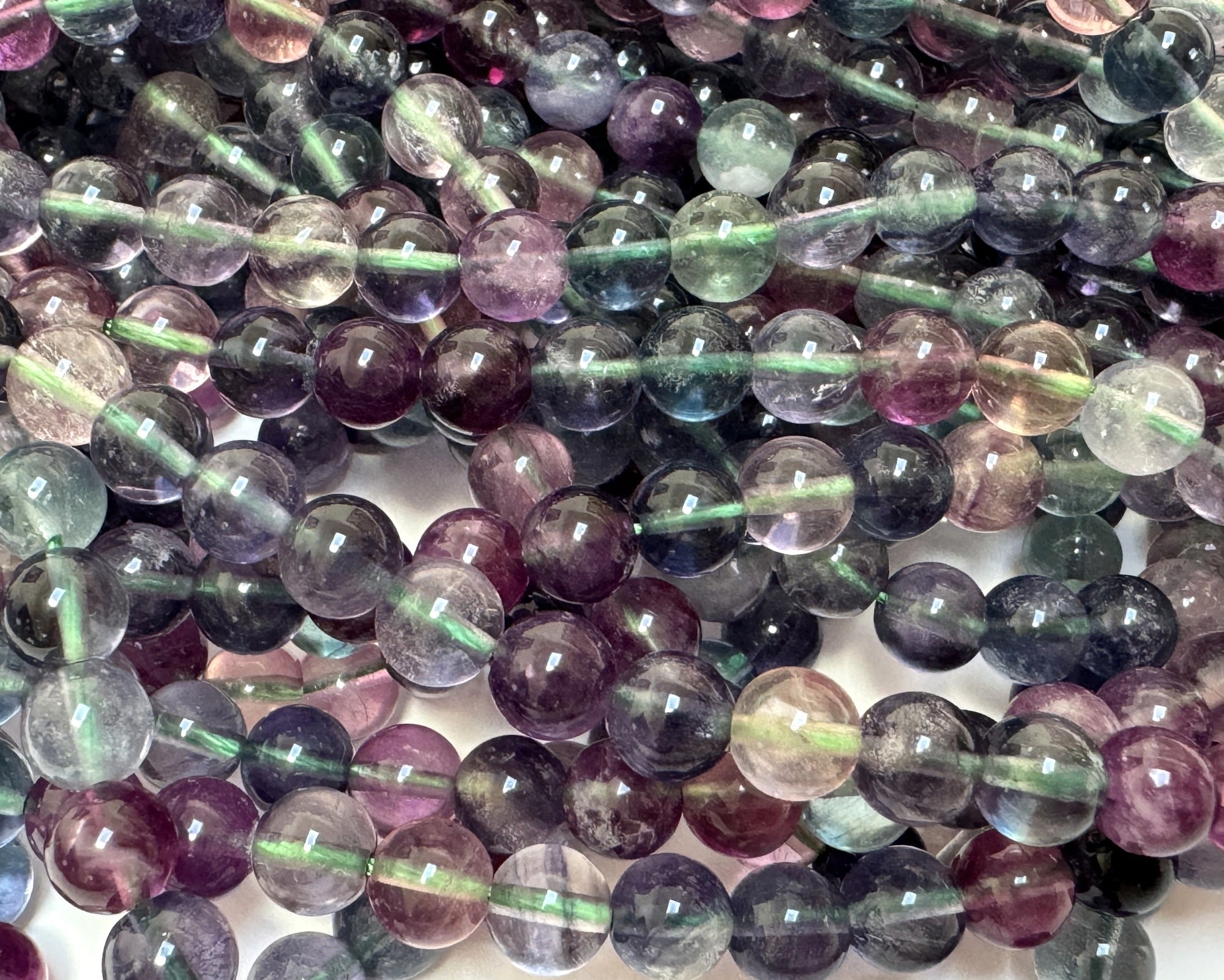 Rainbow Fluorite 6mm round natural gemstone beads 15.5" strand - Oz Beads 
