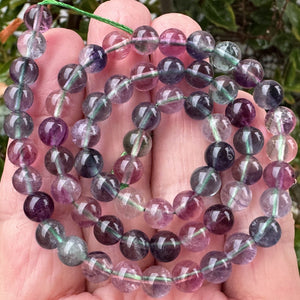 Rainbow Fluorite 6mm round natural gemstone beads 15.5" strand - Oz Beads 