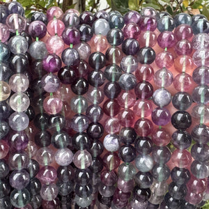Rainbow Fluorite 6mm round natural gemstone beads 15.5" strand - Oz Beads 