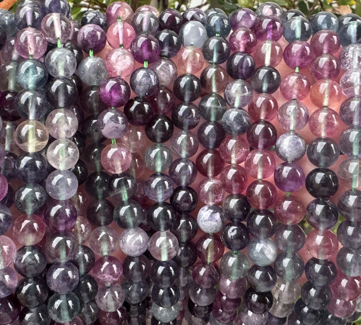 Rainbow Fluorite 6mm round natural gemstone beads 15.5" strand - Oz Beads 