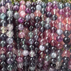 Rainbow Fluorite 6mm round natural gemstone beads 15.5" strand - Oz Beads 