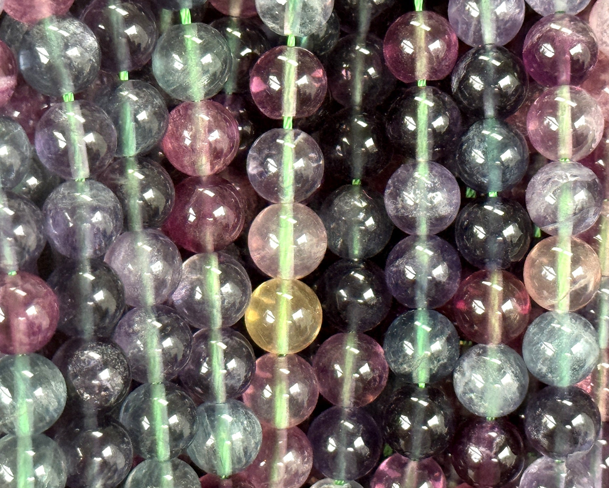 Rainbow Fluorite 8mm round natural gemstone beads 15.5" strand - Oz Beads 