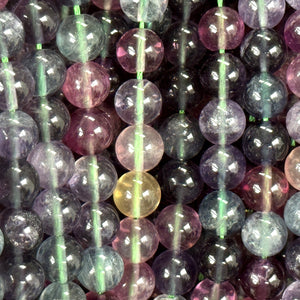 Rainbow Fluorite 8mm round natural gemstone beads 15.5" strand - Oz Beads 