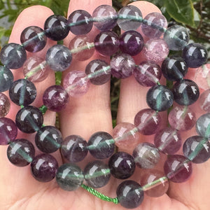 Rainbow Fluorite 8mm round natural gemstone beads 15.5" strand - Oz Beads 