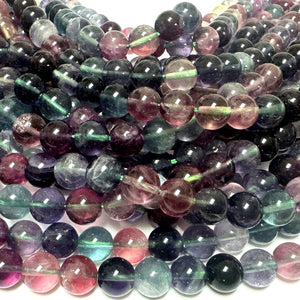Rainbow Fluorite 8mm round natural gemstone beads 15.5" strand - Oz Beads 