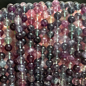 Rainbow Fluorite 8mm round natural gemstone beads 15.5" strand - Oz Beads 