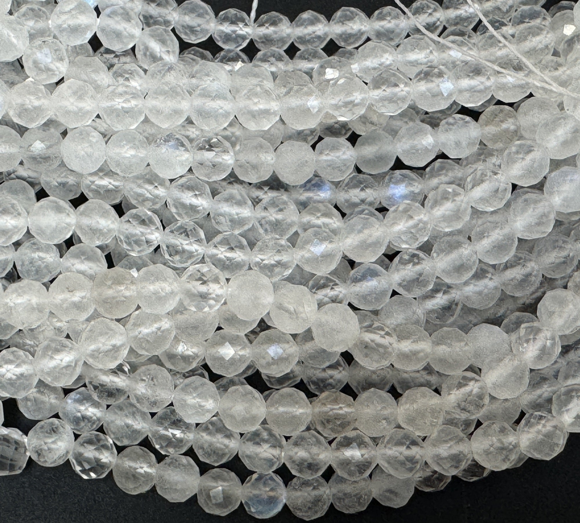 Rainbow Moonstone 3mm 4mm faceted round natural gemstone beads 15.5" strand - Oz Beads 