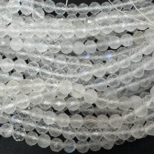 Rainbow Moonstone 3mm 4mm faceted round natural gemstone beads 15.5" strand - Oz Beads 