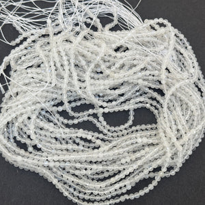 Rainbow Moonstone 3mm 4mm faceted round natural gemstone beads 15.5" strand - Oz Beads 