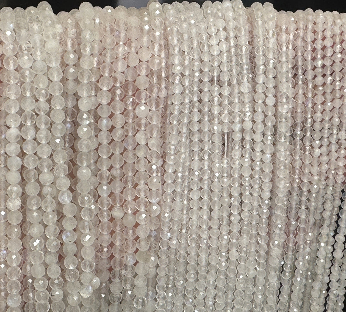 Rainbow Moonstone 3mm 4mm faceted round natural gemstone beads 15.5" strand - Oz Beads 