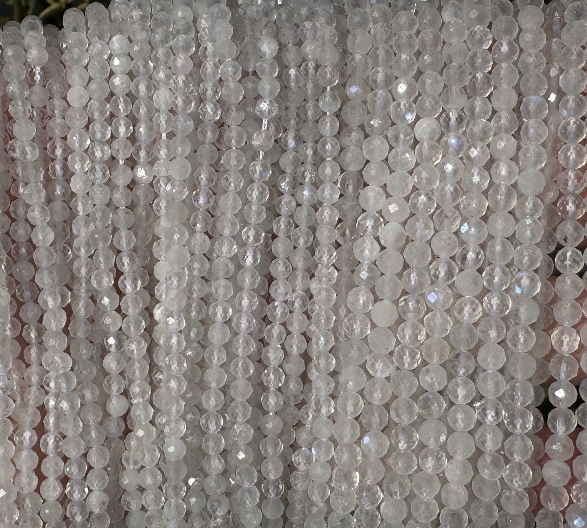 Rainbow Moonstone 3mm 4mm faceted round natural gemstone beads 15.5" strand - Oz Beads 