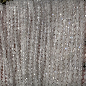 Rainbow Moonstone 3mm 4mm faceted round natural gemstone beads 15.5" strand - Oz Beads 