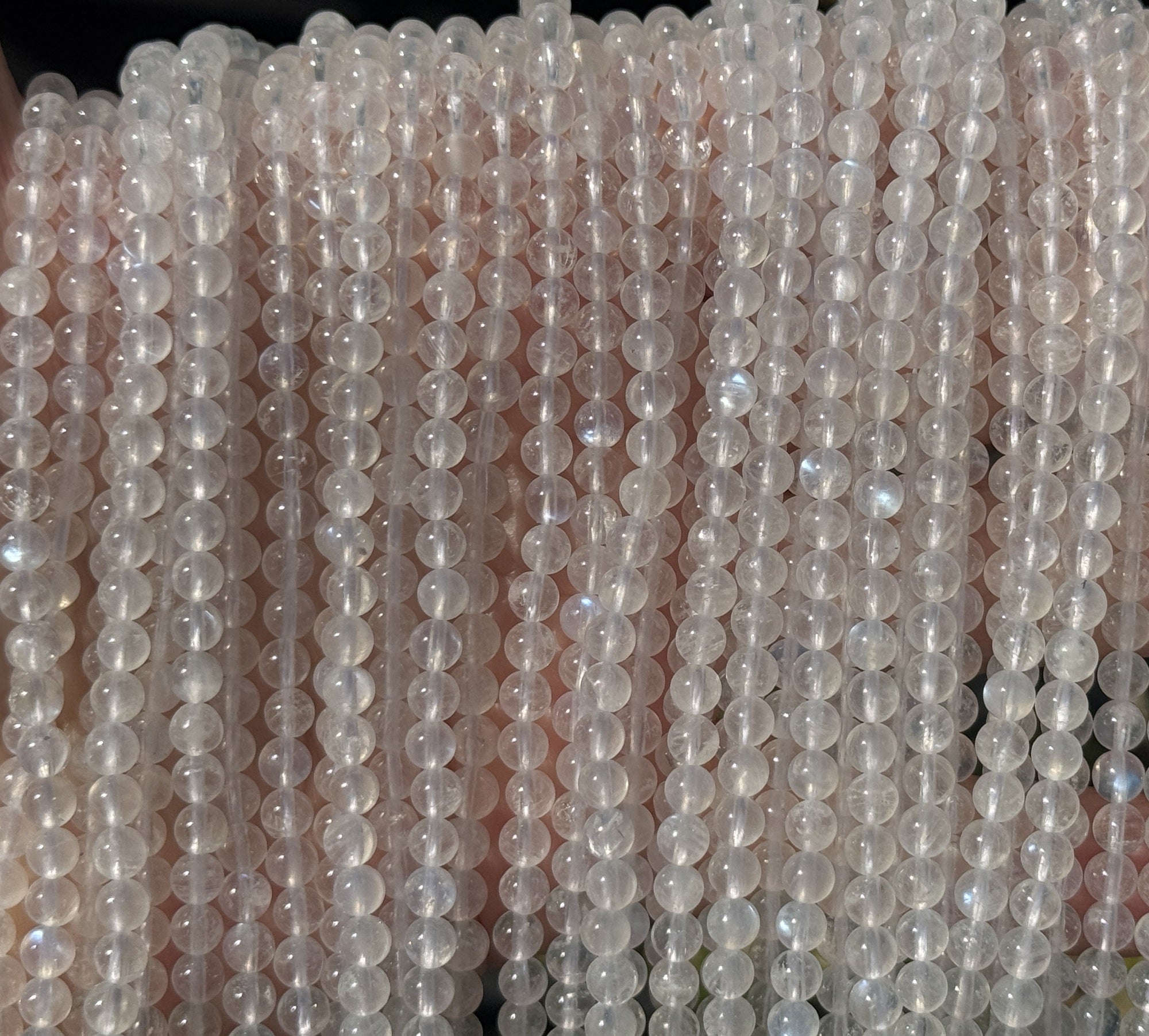 Rainbow Moonstone 4mm round gemstone beads 15.5" strand - Oz Beads 