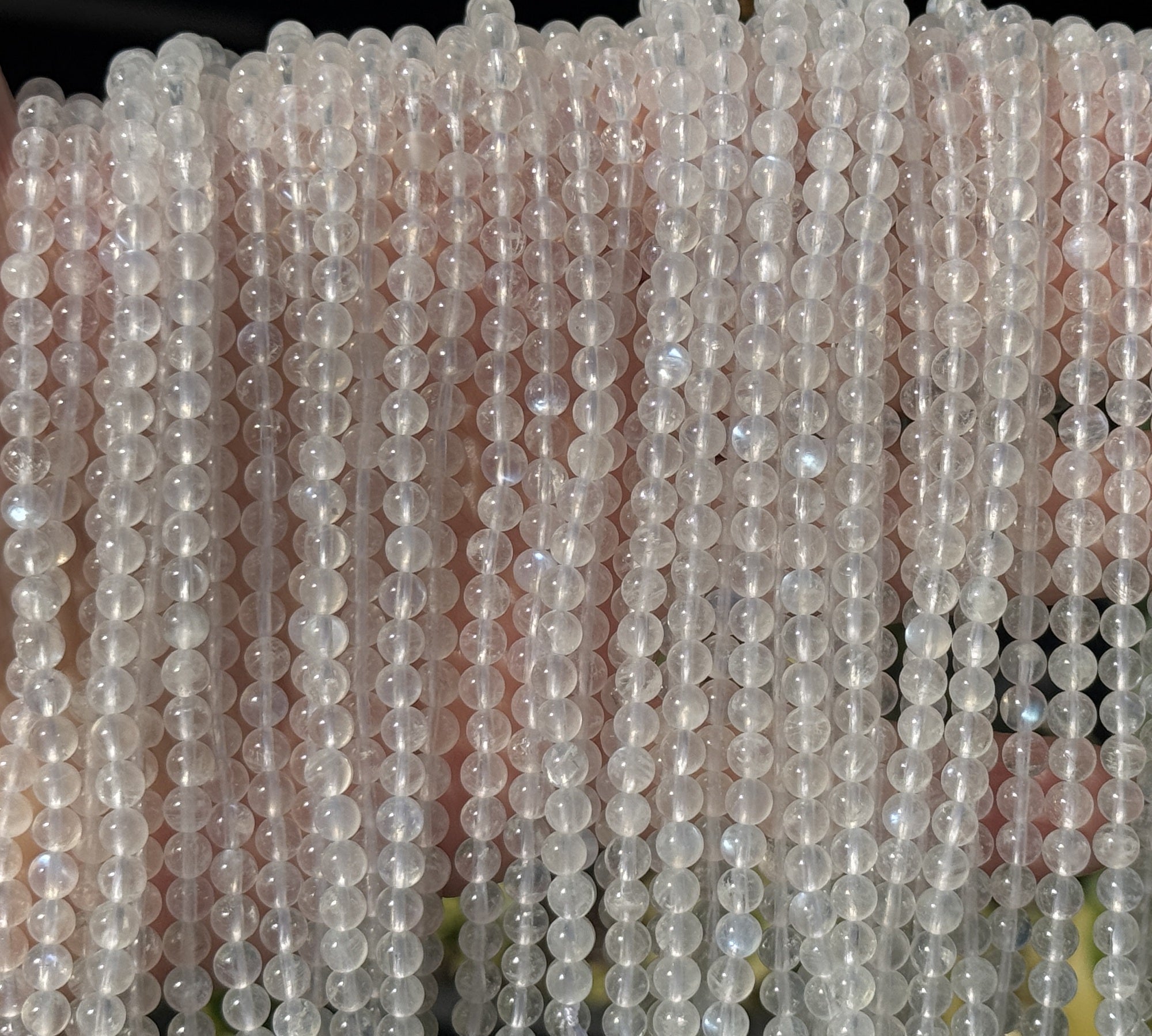Rainbow Moonstone 4mm round gemstone beads 15.5" strand - Oz Beads 