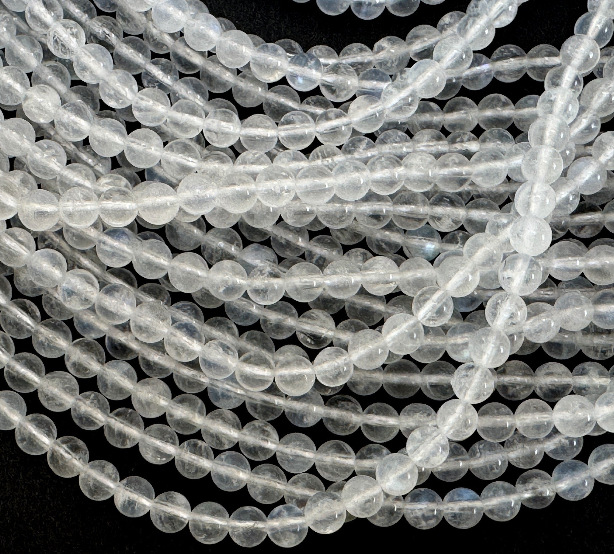Rainbow Moonstone 4mm round gemstone beads 15.5" strand - Oz Beads 