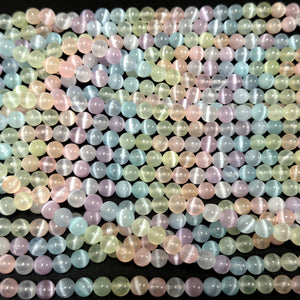 Rainbow Selenite 8mm round dyed gemstone beads 15" strand - Oz Beads 