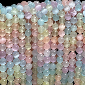 Rainbow Selenite 8mm round dyed gemstone beads 15" strand - Oz Beads 