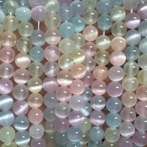 Rainbow Selenite 8mm round dyed gemstone beads 15" strand - Oz Beads 