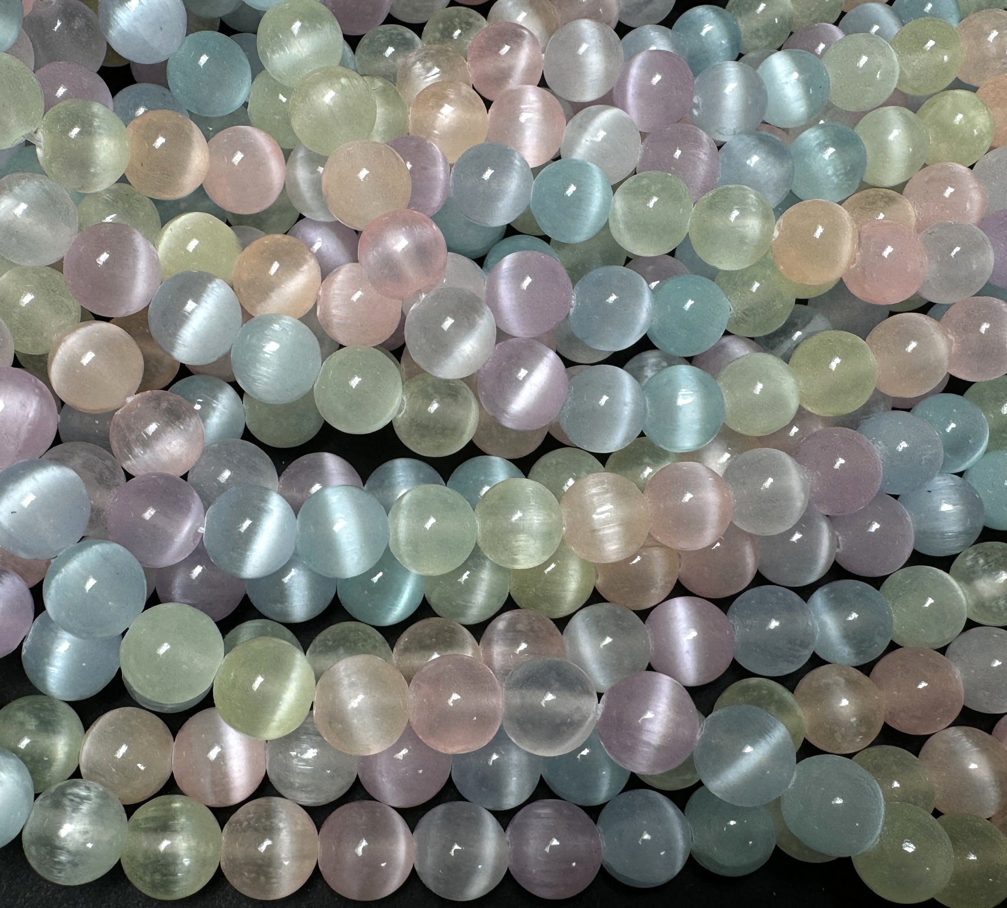 Rainbow Selenite 8mm round dyed gemstone beads 15" strand - Oz Beads 
