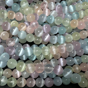 Rainbow Selenite 8mm round dyed gemstone beads 15" strand - Oz Beads 