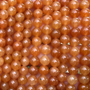 Red Aventurine 6mm round natural gemstone beads 15" strand - Oz Beads 