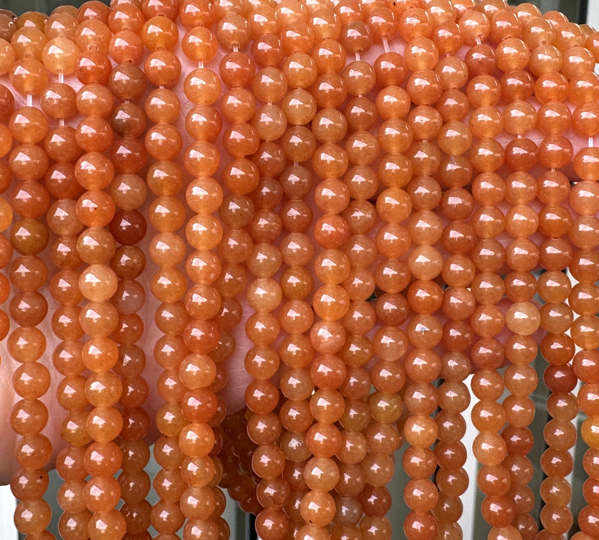 Red Aventurine 6mm round natural gemstone beads 15" strand - Oz Beads 