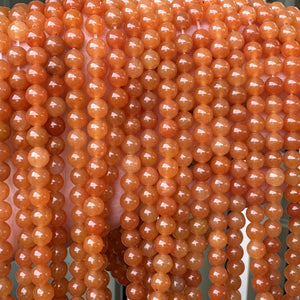 Red Aventurine 6mm round natural gemstone beads 15" strand - Oz Beads 