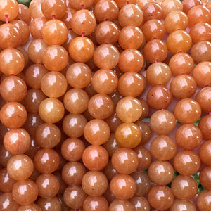 Red Aventurine 8mm round natural gemstone beads 15" strand - Oz Beads 