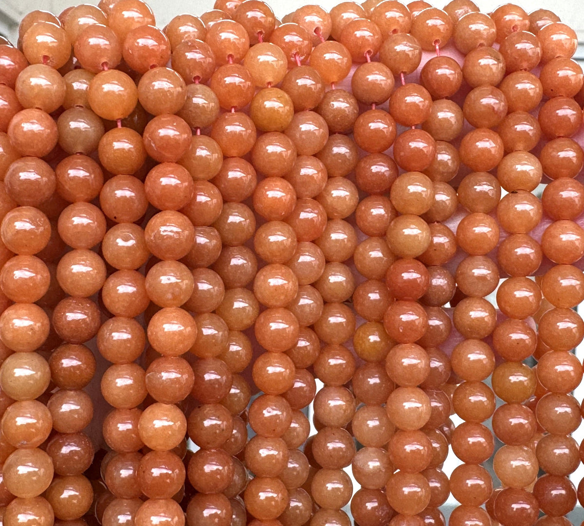 Red Aventurine 8mm round natural gemstone beads 15" strand - Oz Beads 