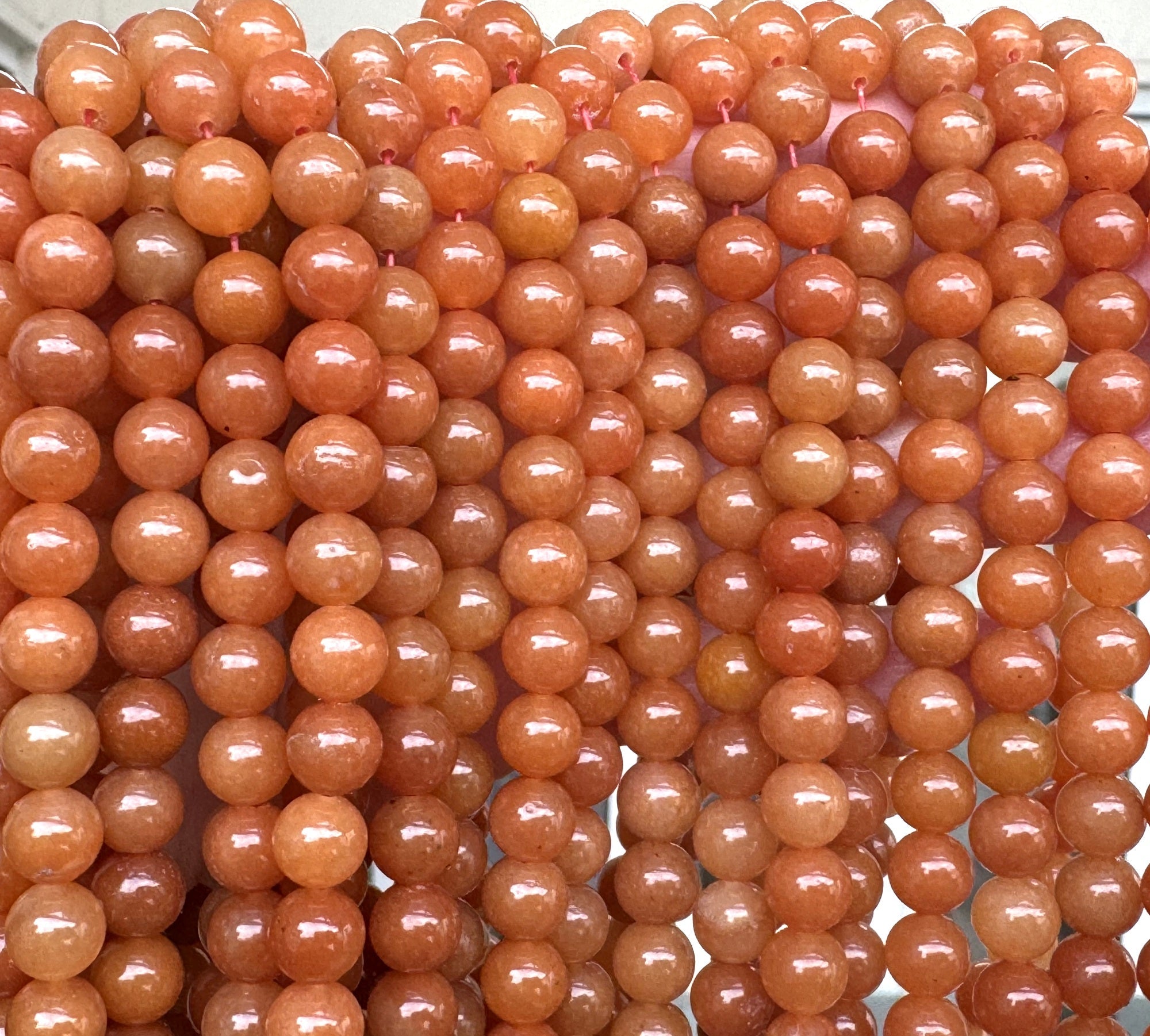 Red Aventurine 8mm round natural gemstone beads 15" strand - Oz Beads 
