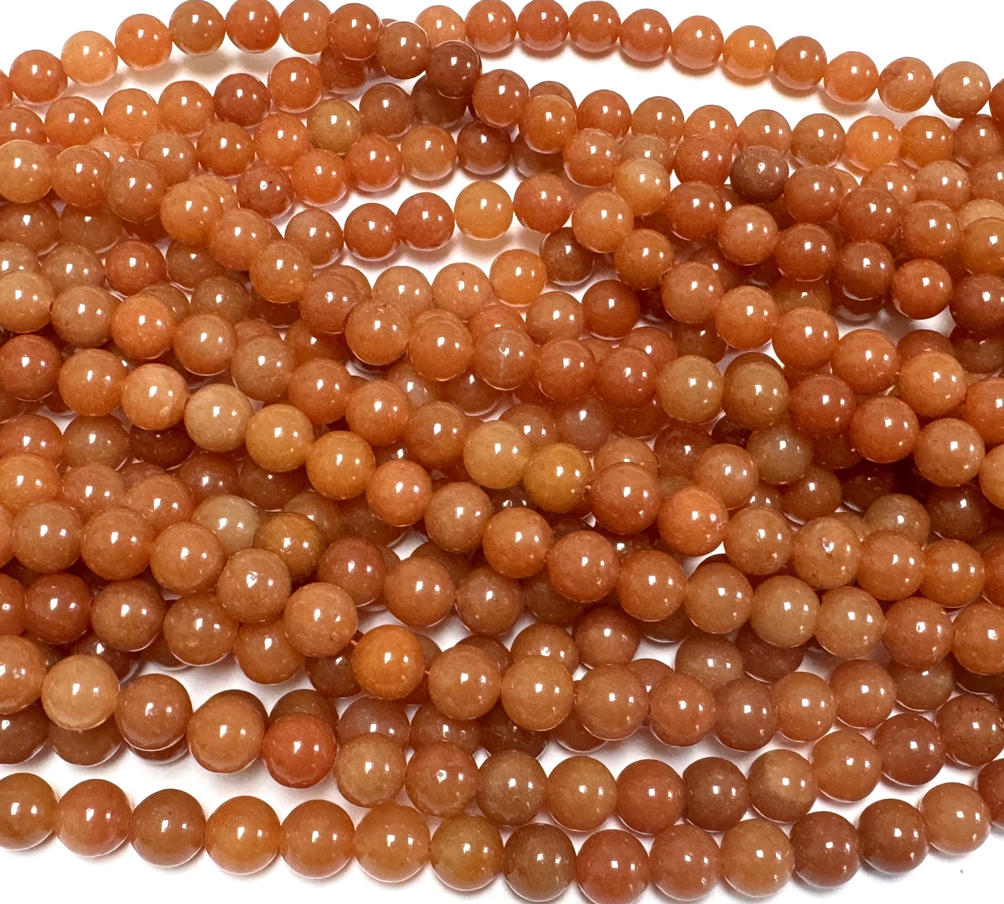 Red Aventurine 8mm round natural gemstone beads 15" strand - Oz Beads 