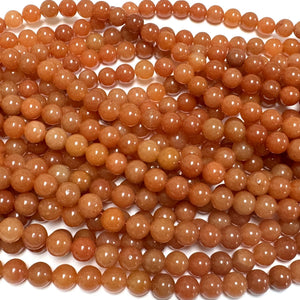 Red Aventurine 8mm round natural gemstone beads 15" strand - Oz Beads 