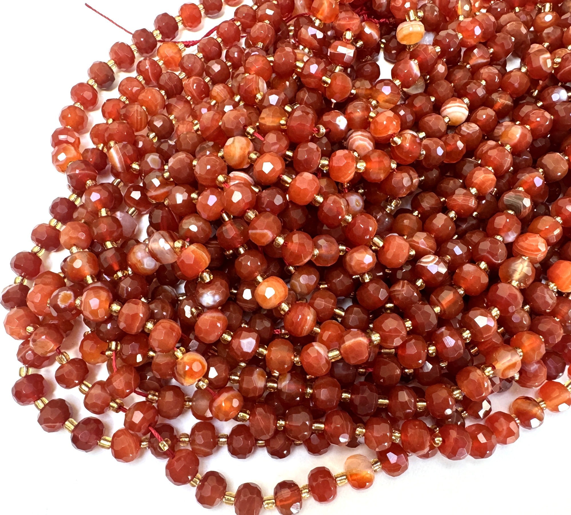 Red Banded Agate 6x8mm faceted rondelle natural gemstone beads 38cm strand - Oz Beads