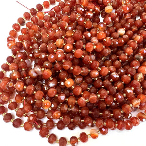 Red Banded Agate 6x8mm faceted rondelle natural gemstone beads 38cm strand - Oz Beads