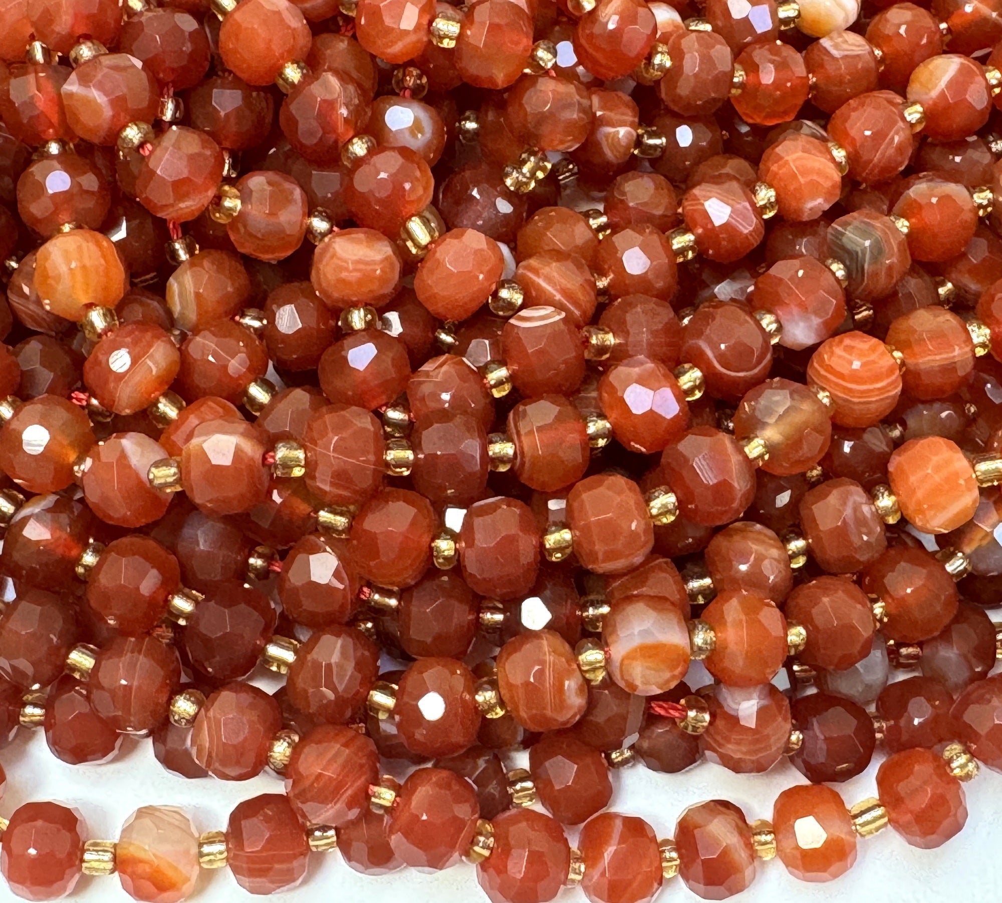 Red Banded Agate 6x8mm faceted rondelle natural gemstone beads 38cm strand - Oz Beads