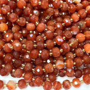 Red Banded Agate 6x8mm faceted rondelle natural gemstone beads 38cm strand - Oz Beads