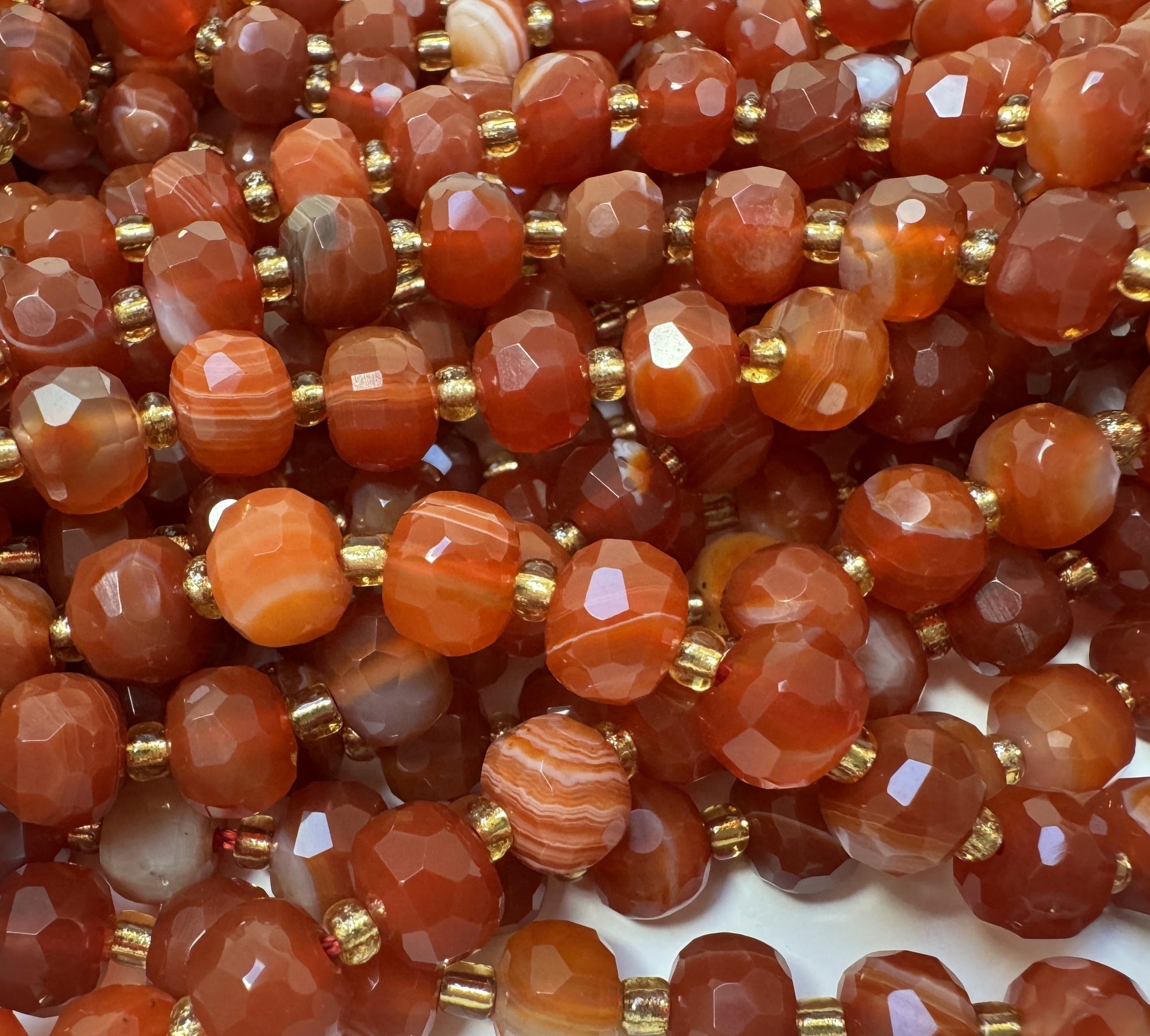 Red Banded Agate 6x8mm faceted rondelle natural gemstone beads 38cm strand - Oz Beads