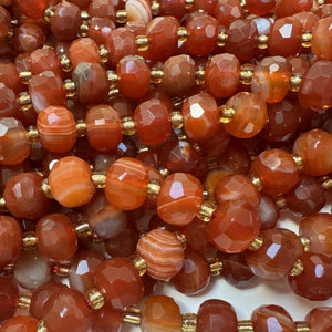 Red Banded Agate 6x8mm faceted rondelle natural gemstone beads 38cm strand - Oz Beads