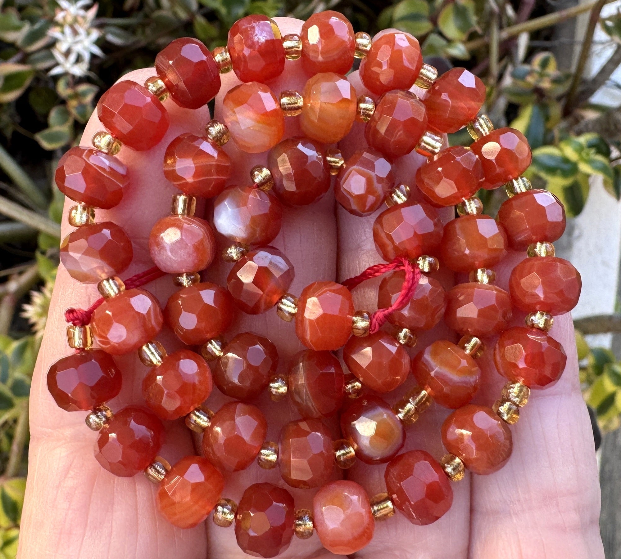 Red Banded Agate 6x8mm faceted rondelle natural gemstone beads 38cm strand - Oz Beads