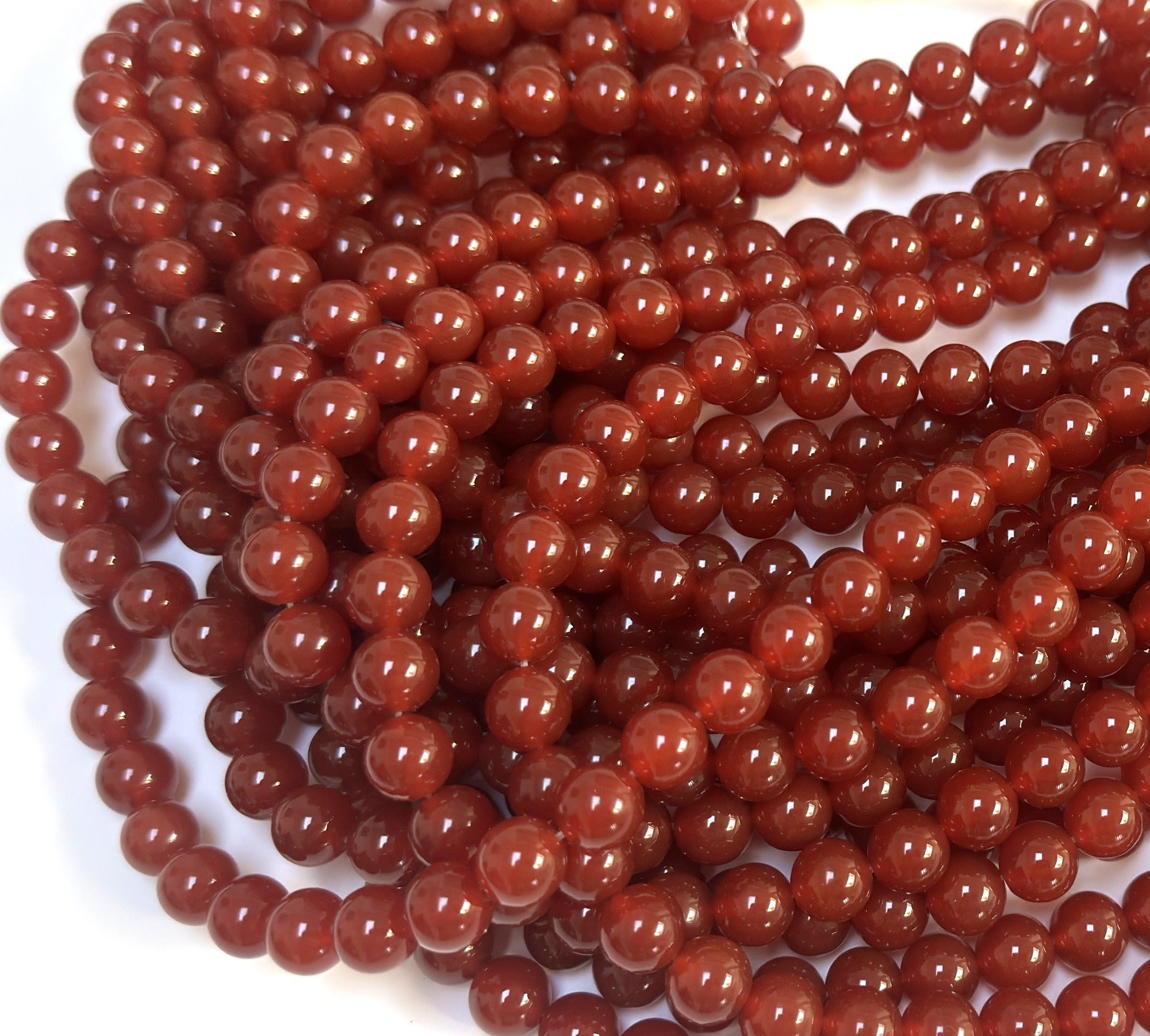 Red Carnelian Agate 10mm round gemstone beads 15" strand - Oz Beads
