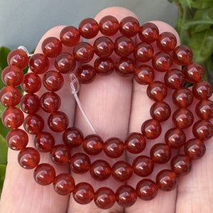 Red Carnelian Agate 6mm round gemstone beads 15" strand - Oz Beads 