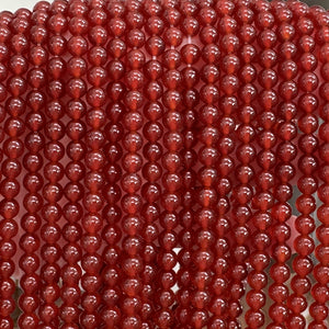 Red Carnelian Agate 6mm round gemstone beads 15" strand - Oz Beads 