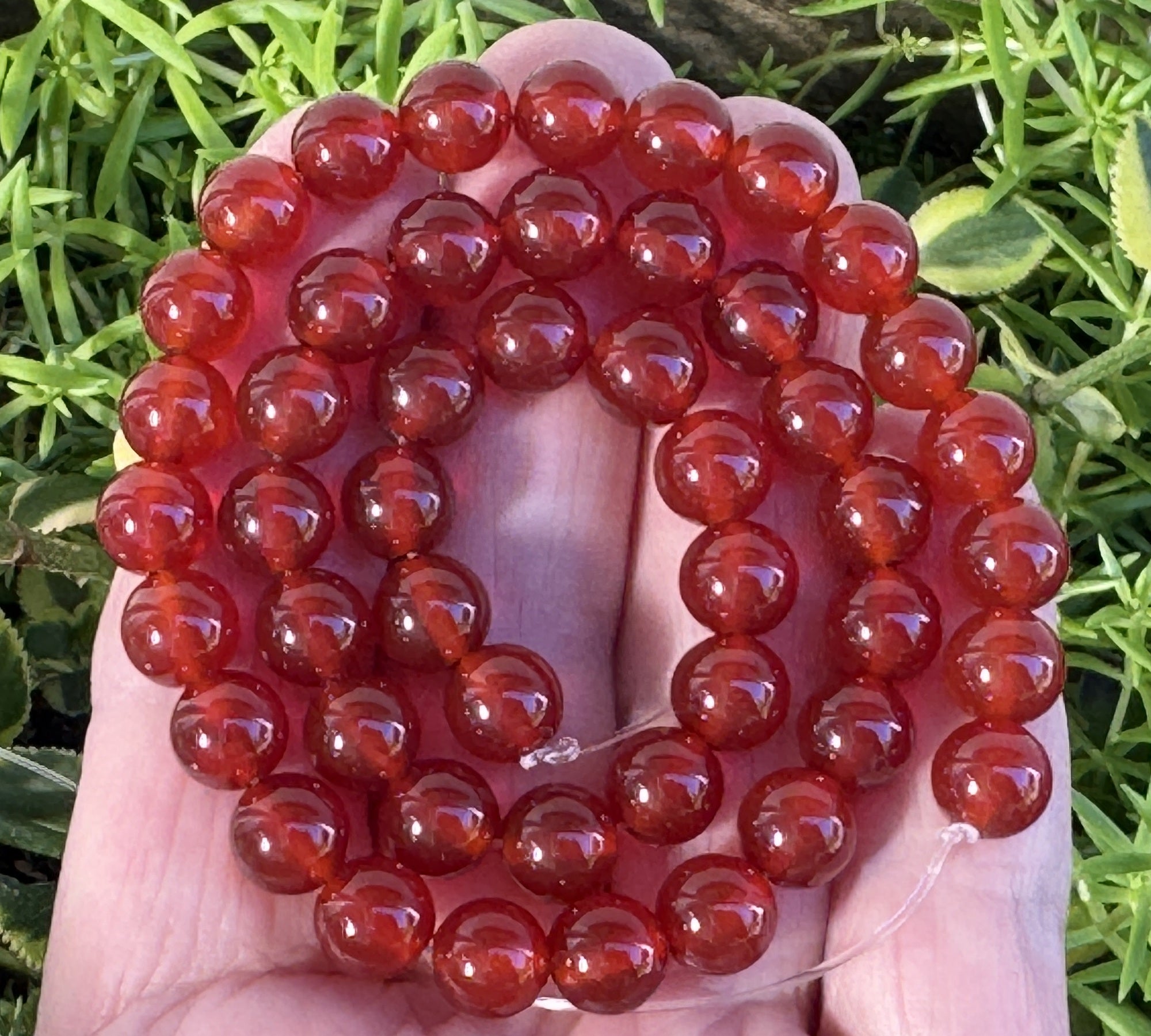 Red Carnelian Agate 7.8mm round gemstone beads 36cm strand - Oz Beads 